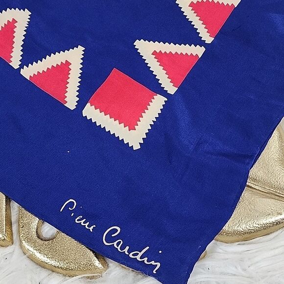 Silk Pierre Cardin Scarf Vintage Hand Rolled Nautical Patriotic - Picture 4 of 7